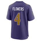 Silnrao B.Ravens #4 Zay Flowers Purple Alternate Game Stitched Jerseys