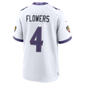 Silnrao B.Ravens #4 Zay Flowers White Game Stitched Jerseys
