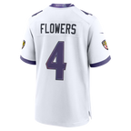 Silnrao B.Ravens #4 Zay Flowers White Game Stitched Jerseys