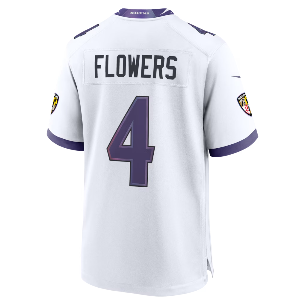 Silnrao B.Ravens #4 Zay Flowers White Game Stitched Jerseys