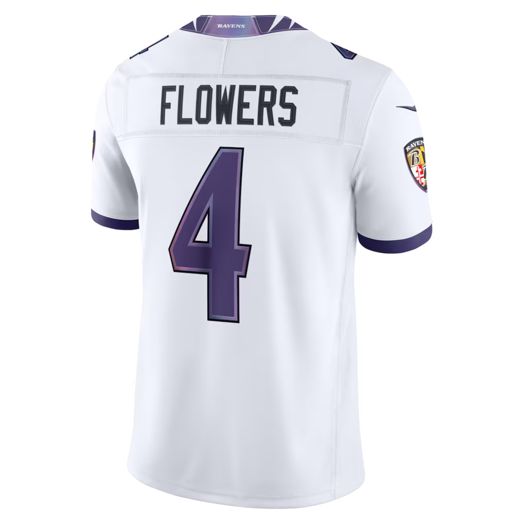 Silnrao B.Ravens #4 Zay Flowers White Vapor F.U.S.E. Stitched Limited Jerseys