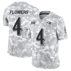 Silnrao B.Ravens #4 Zay Flowers Player Arctic Camo Salute to Service Limited Stitched Jerseys