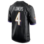 Silnrao B.Ravens #4 Zay Flowers Player Black Home Game Stitched Jerseys