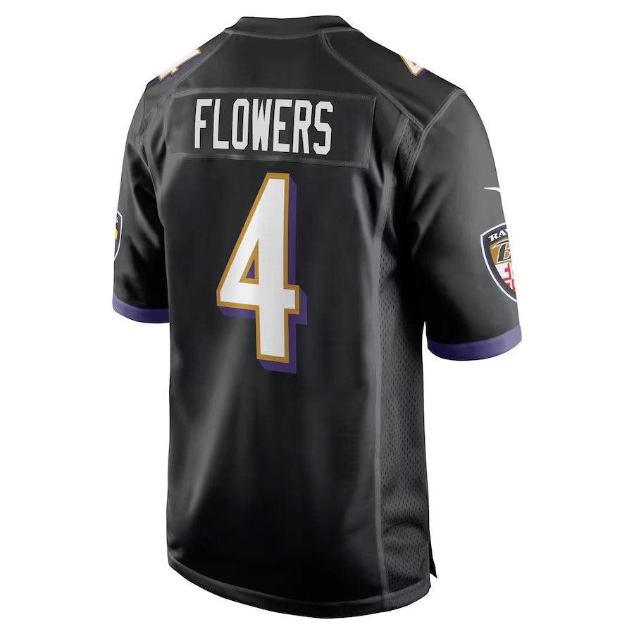 Silnrao B.Ravens #4 Zay Flowers Player Black Home Game Stitched Jerseys