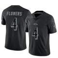 Silnrao B.Ravens #4 Zay Flowers Player Black REFLECTIVE Limited Stitched Jerseys