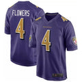 Silnrao B.Ravens #4 Zay Flowers Player Color Rush Game Purple Stitched Jerseys