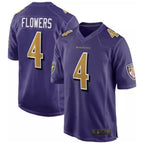 Silnrao B.Ravens #4 Zay Flowers Player Color Rush Game Purple Stitched Jerseys