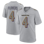 Silnrao B.Ravens #4 Zay Flowers Player Color Rush Vapor Untouchable Gray Stitched Jerseys