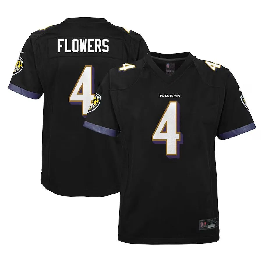 Silnrao B.Ravens #4 Zay Flowers Player Fashion Black Game Stitched Jerseys