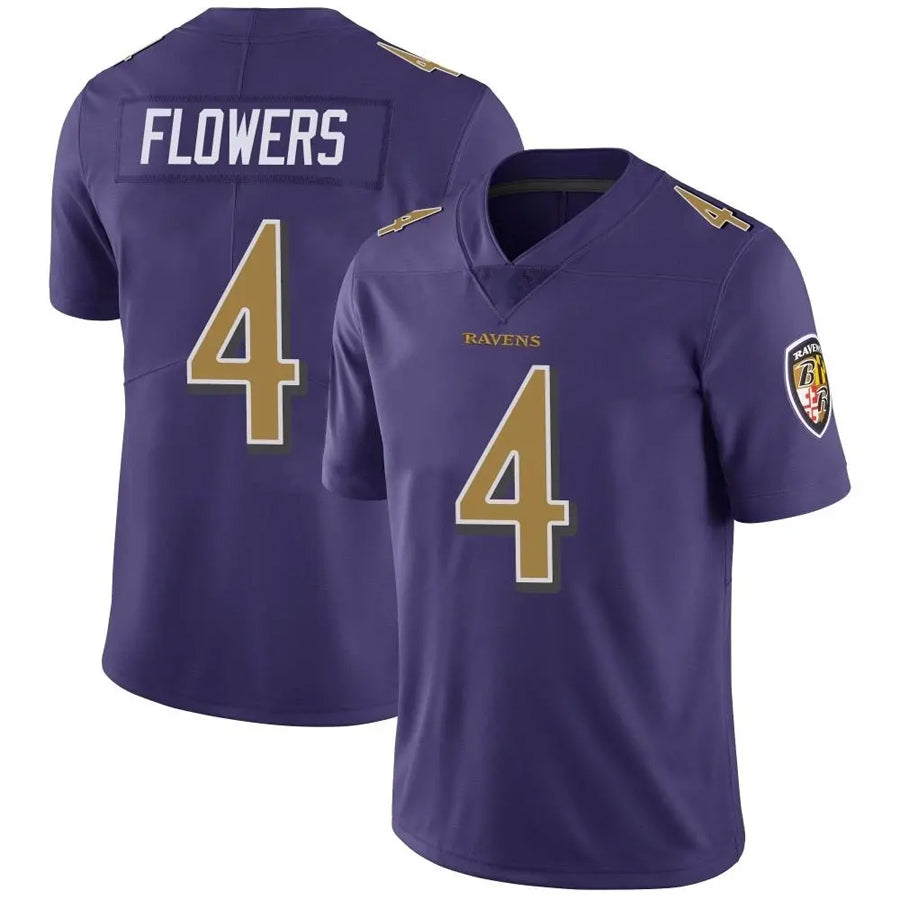 Silnrao B.Ravens #4 Zay Flowers Player Limited Purple Color Rush Vapor Untouchable Stitched Jerseys