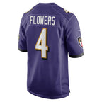 Silnrao B.Ravens #4 Zay Flowers Player Purple Home Game Stitched Jerseys