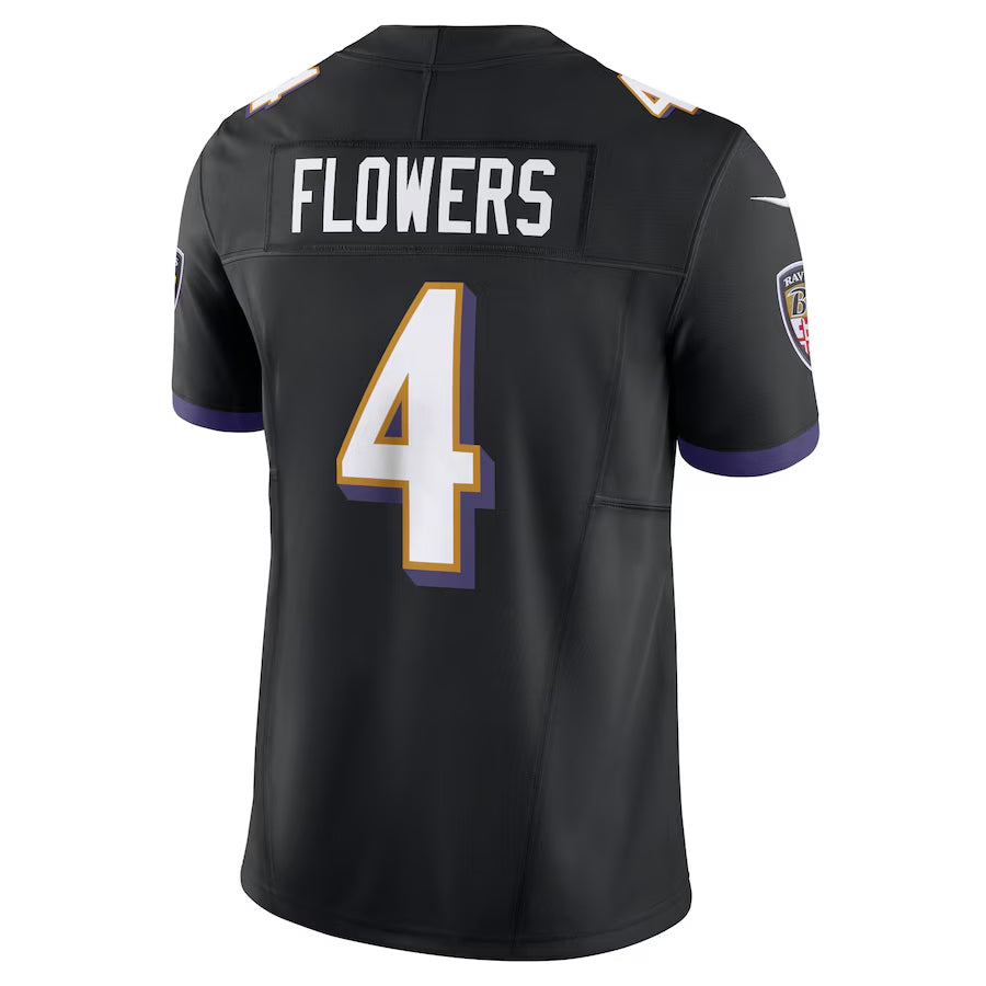 Silnrao B.Ravens #4 Zay Flowers Player Vapor F.U.S.E. Limited Black Stitched Jerseys
