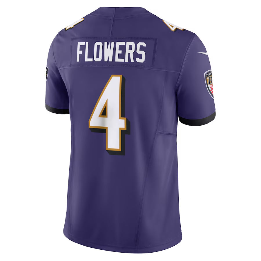 Silnrao B.Ravens #4 Zay Flowers Player Vapor F.U.S.E. Limited Purple Stitched Jerseys