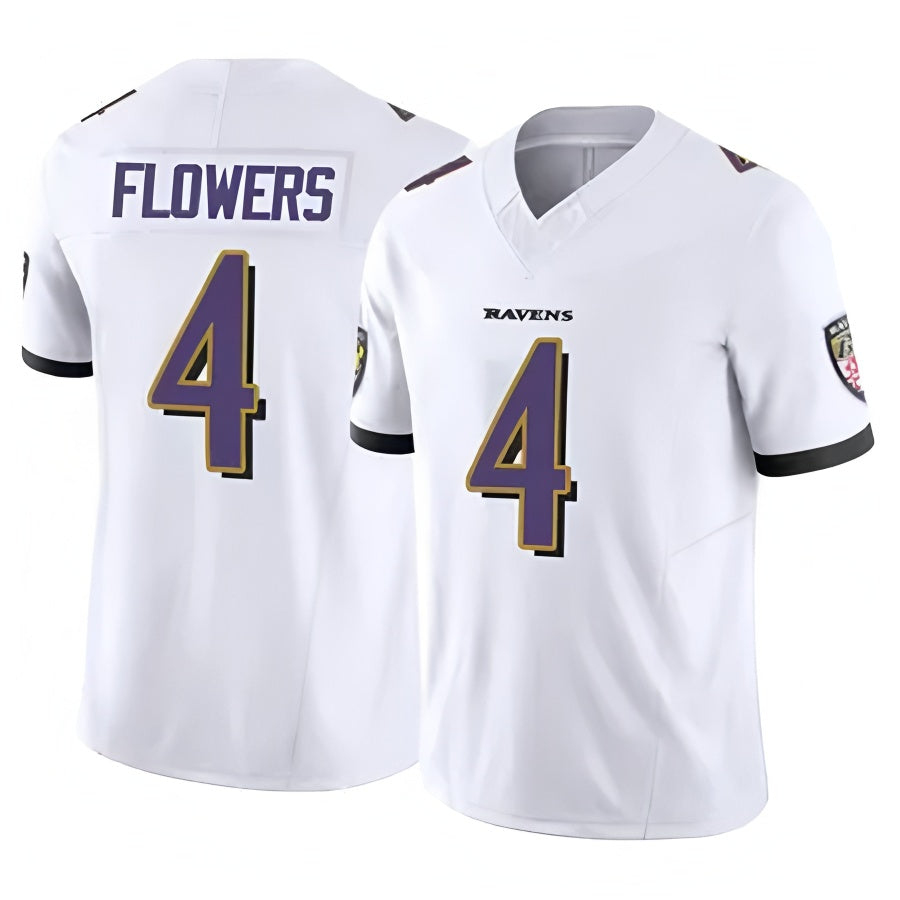 Silnrao B.Ravens #4 Zay Flowers Player Vapor F.U.S.E. Limited White Stitched Jerseys