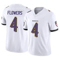 Silnrao B.Ravens #4 Zay Flowers Player Vapor F.U.S.E. Limited White Stitched Jerseys