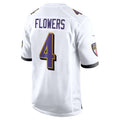 Silnrao B.Ravens #4 Zay Flowers Player White Home Game Stitched Jerseys