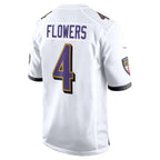 Silnrao B.Ravens #4 Zay Flowers Player White Home Game Stitched Jerseys