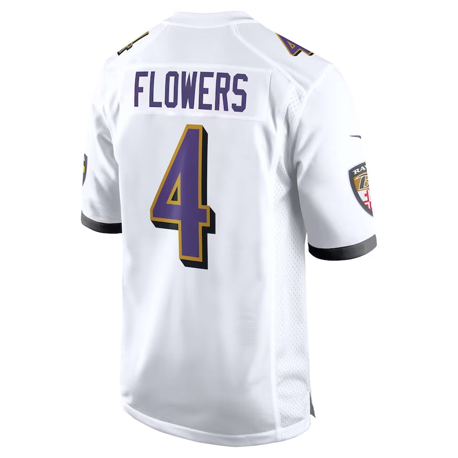 Silnrao B.Ravens #4 Zay Flowers Player White Home Game Stitched Jerseys