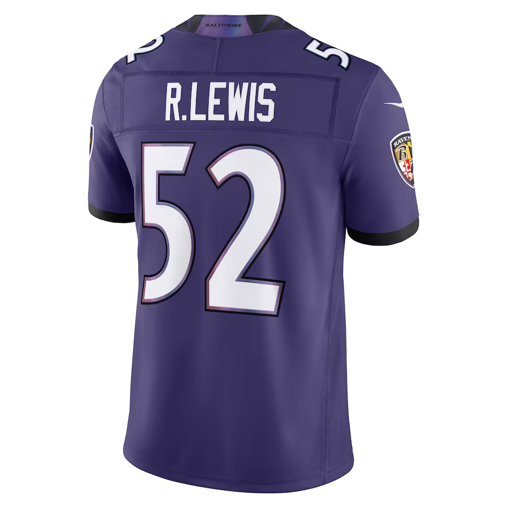 Silnrao B.Ravens #52 Ray Lewis Purple Vapor F.U.S.E. Stitched Retired Limited Jerseys
