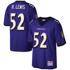 Silnrao B.Ravens B.Ravens #52 Ray Lewis Mitchell & Ness Big & Tall 2000 Retired Player Replica Stitched Jerseys - Purple