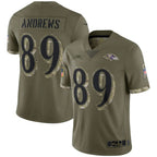 Silnrao B.Ravens #89 Mark Andrews Player Olive Salute To Service Limited Stitched Jerseys