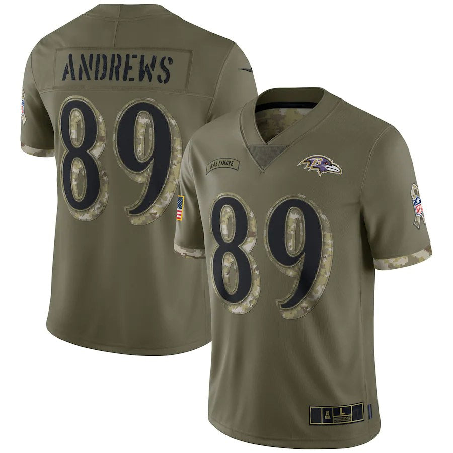 Silnrao B.Ravens #89 Mark Andrews Player Olive Salute To Service Limited Stitched Jerseys
