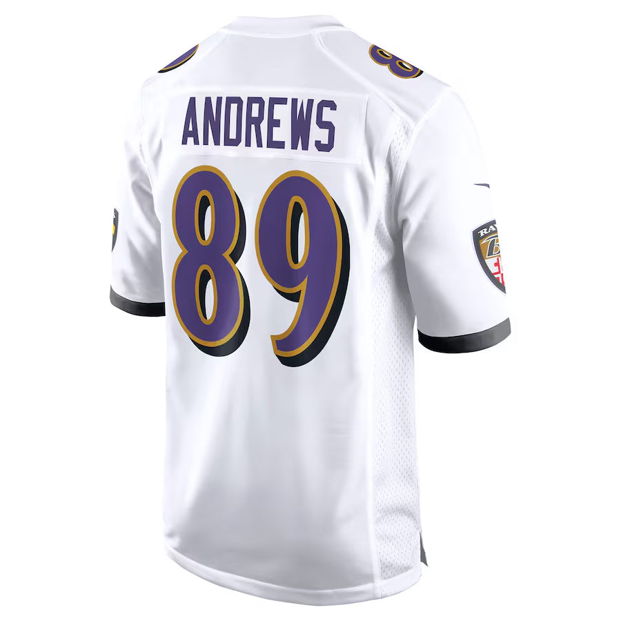 Silnrao B.Ravens #89 Mark Andrews Player White Home Game  Stitched Jerseys