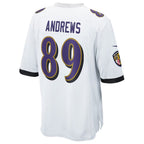 Silnrao B.Ravens #89 Mark Andrews Player White Replica Game Stitched Jerseys