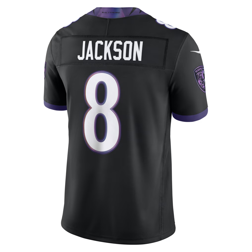 Silnrao B.Ravens #8 Lamar Jackson Black Alternate Alternate Vapor F.U.S.E. Stitched Limited Jerseys