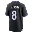 Silnrao B.Ravens #8 Lamar Jackson Black Alternate Game Stitched Jerseys
