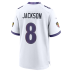 Silnrao B.Ravens #8 Lamar Jackson White Game Stitched Jerseys