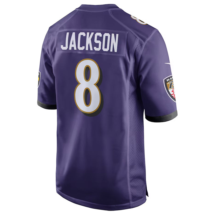 Silnrao B.Ravens #8 Lamar Jackson Player Purple Game Stitched Jerseys