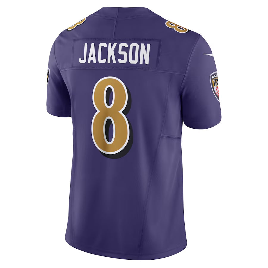 Silnrao B.Ravens #8 Lamar Jackson Player Purple Vapor F.U.S.E. Limited Stitched Jerseys