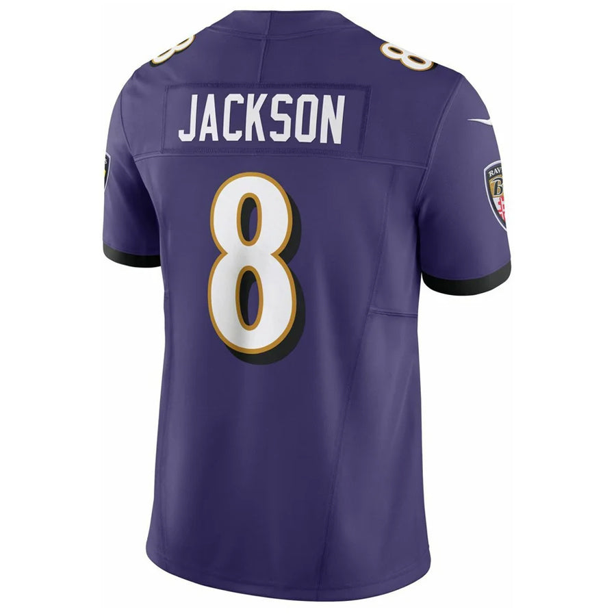 Silnrao B.Ravens #8 Lamar Jackson Player Vapor F.U.S.E. Limited Purple Stitched Jerseys