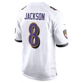Silnrao B.Ravens #8 Lamar Jackson Player White Game Stitched Jerseys