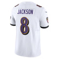 Silnrao B.Ravens #8 Lamar Jackson Player White Vapor F.U.S.E. Limited Stitched Jerseys