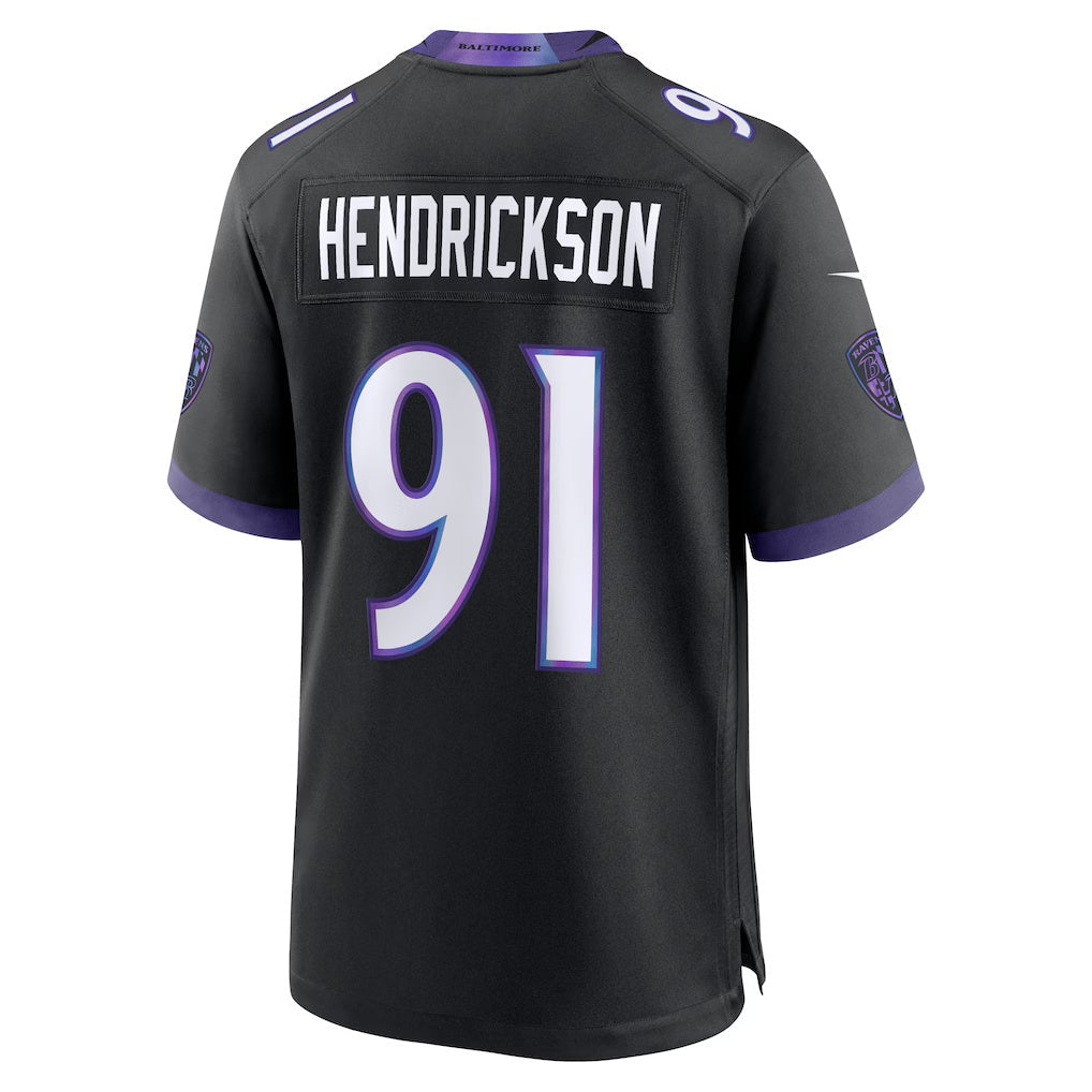 Silnrao B.Ravens #91 Trey Hendrickson Black Alternate Game Stitched Jerseys