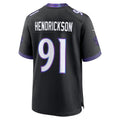 Silnrao B.Ravens #91 Trey Hendrickson Black Alternate Game Stitched Jerseys