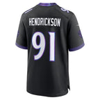 Silnrao B.Ravens #91 Trey Hendrickson Black Alternate Game Stitched Jerseys