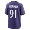 Silnrao B.Ravens #91 Trey Hendrickson Purple Team Game Stitched Jerseys