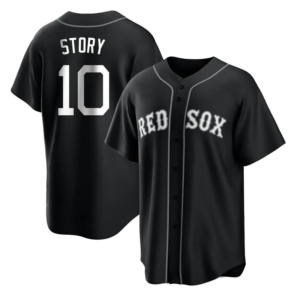 Silnrao B.Red Sox #10 Trevor Story Player Black Home Game Stitched Jerseys