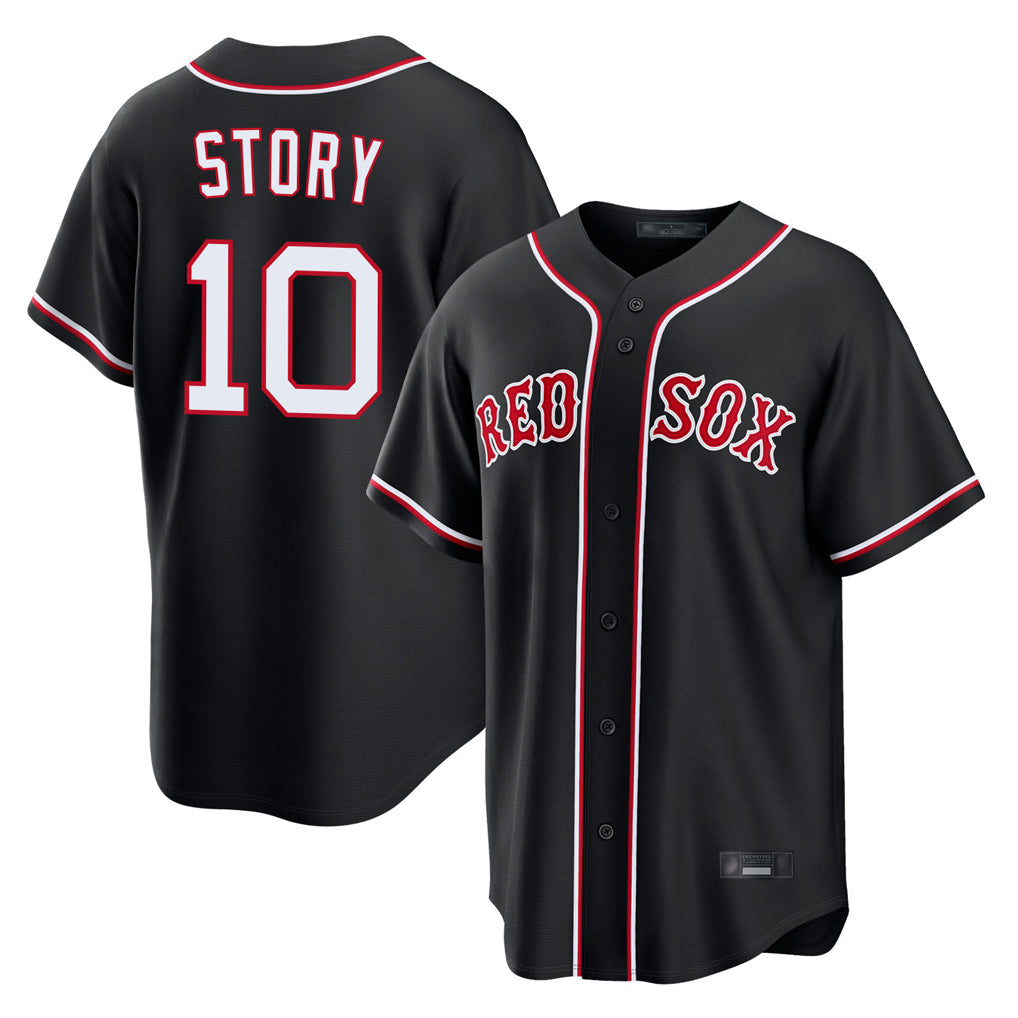 Silnrao B.Red Sox #10 Trevor Story Player Black Out Home Game Stitched Jerseys
