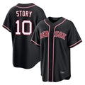 Silnrao B.Red Sox #10 Trevor Story Player Black Out Home Game Stitched Jerseys