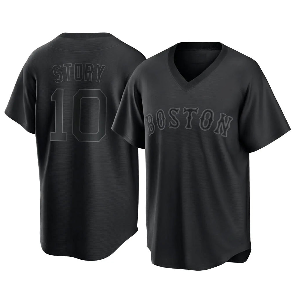 Silnrao B.Red Sox #10 Trevor Story Player Black T-shirt Home Game Stitched Jerseys