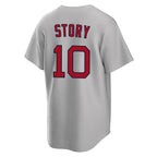 Silnrao B.Red Sox #10 Trevor Story Player Gray Road Home Game Stitched Jerseys