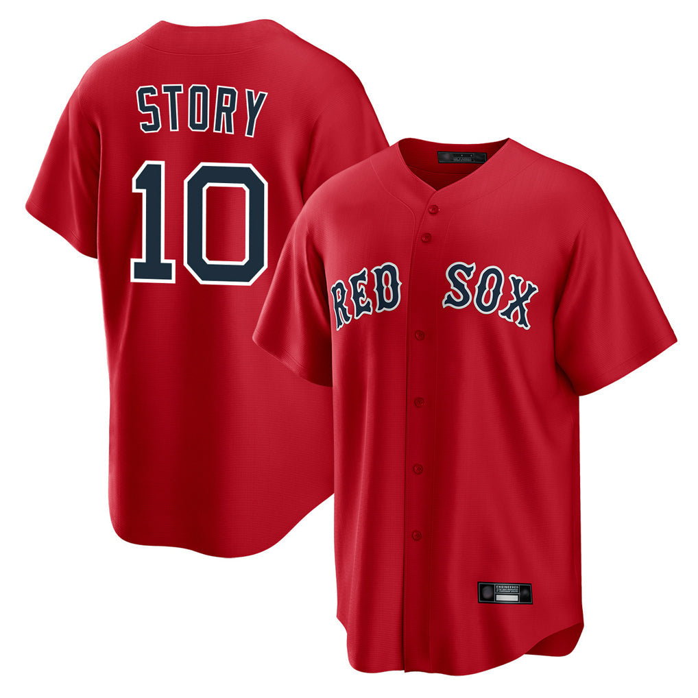 Silnrao B.Red Sox #10 Trevor Story Player Red Home Game Stitched Jerseys1