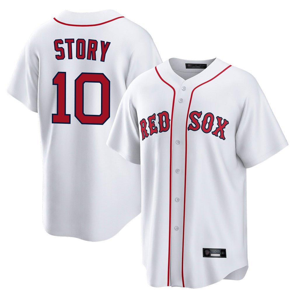 Silnrao B.Red Sox #10 Trevor Story Player White Home Game Stitched Jerseys1