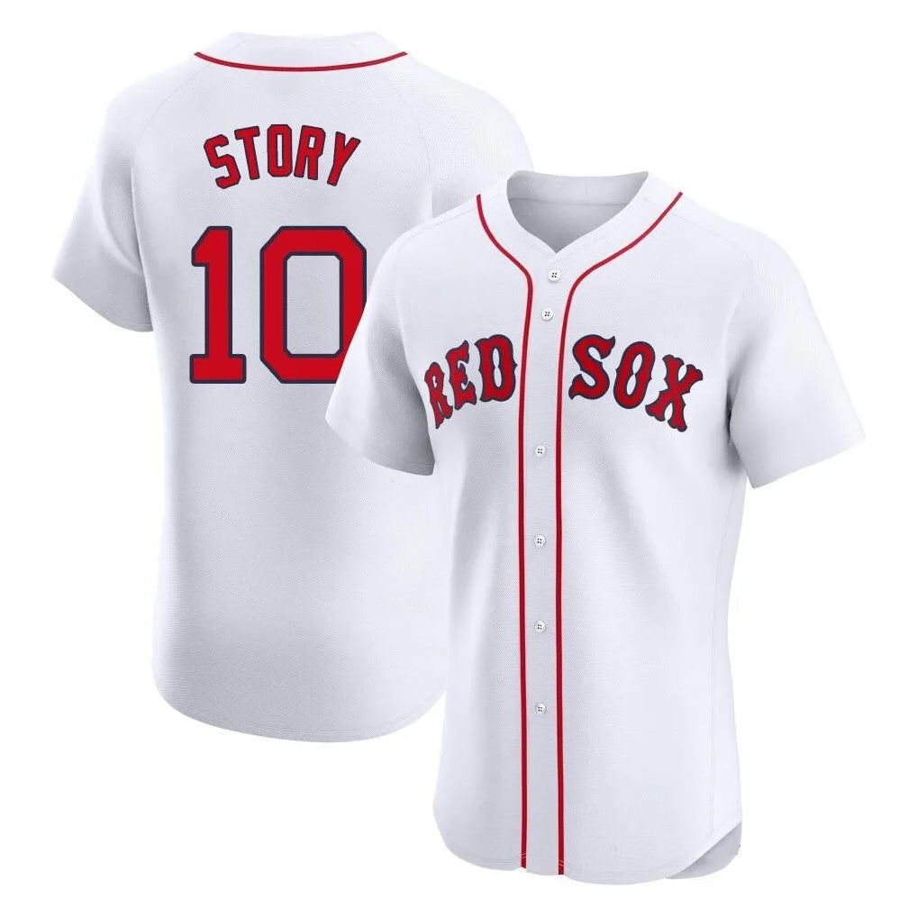 Silnrao B.Red Sox #10 Trevor Story Player White Limited Elite Home Game Stitched Jerseys1