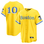 Silnrao B.Red Sox #10 Trevor Story Player Yellow Home Game Stitched Jerseys1