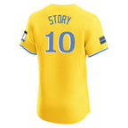 Silnrao B.Red Sox #10 Trevor Story Player Yellow Limited Elite Home Game Stitched Jerseys